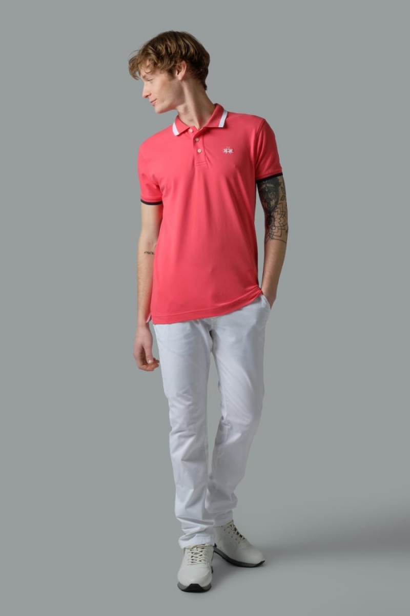 La Martina Slim-fit Stretch Piqué Muške Polo Majica Koraljne | SYW-0041