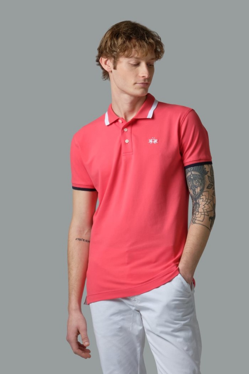 La Martina Slim-fit Stretch Piqué Muške Polo Majica Koraljne | SYW-0041