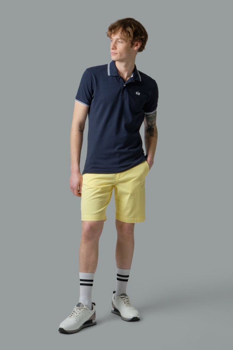 La Martina Slim-fit Stretch Piqué Muške Polo Majica Tamnoplave | QVV-5726