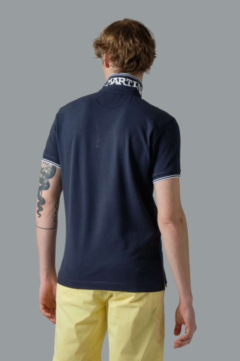 La Martina Slim-fit Stretch Piqué Muške Polo Majica Tamnoplave | QVV-5726