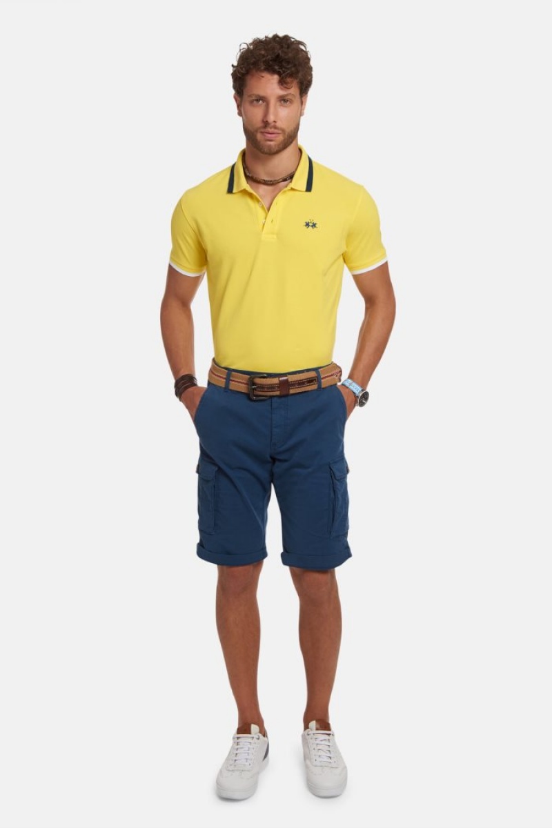 La Martina Slim-fit Stretch Piqué Muške Polo Majica Žute | IBH-0340