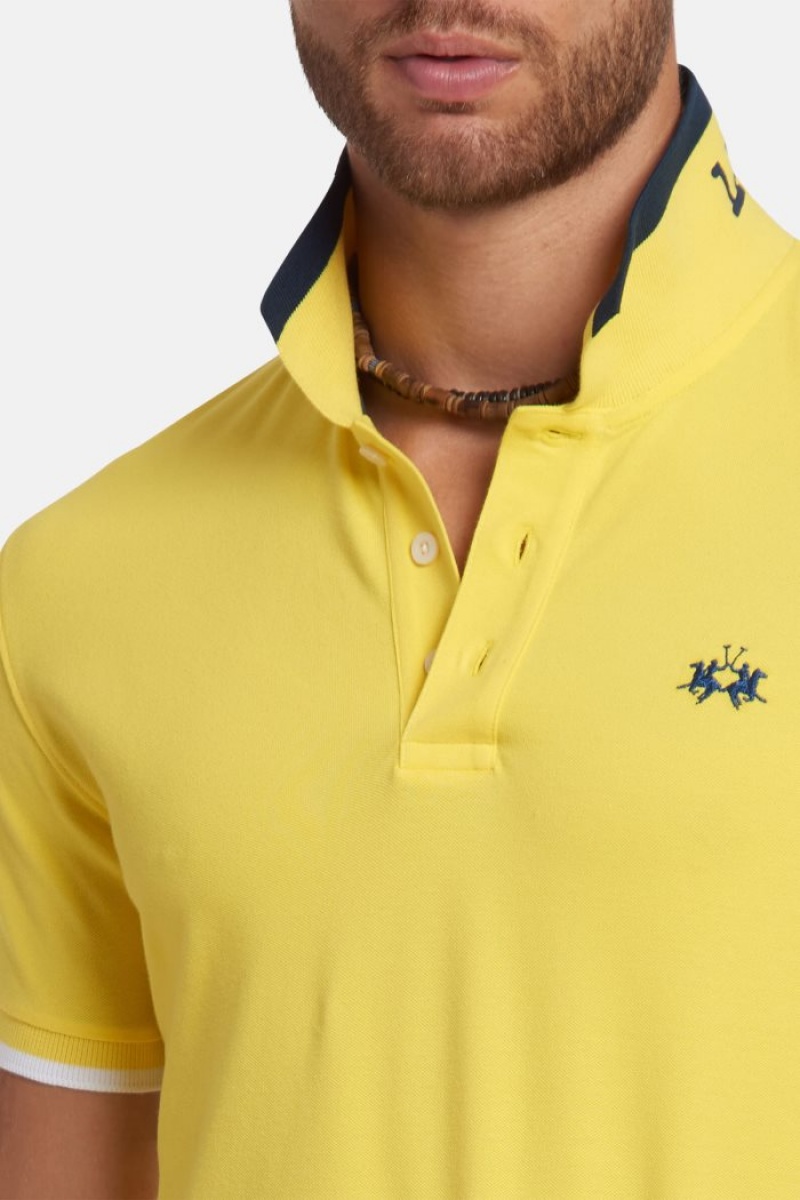 La Martina Slim-fit Stretch Piqué Muške Polo Majica Žute | IBH-0340