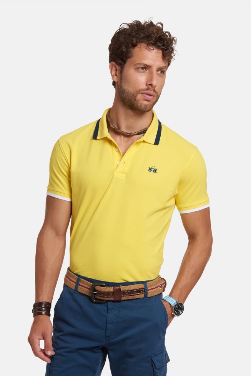 La Martina Slim-fit Stretch Piqué Muške Polo Majica Žute | IBH-0340