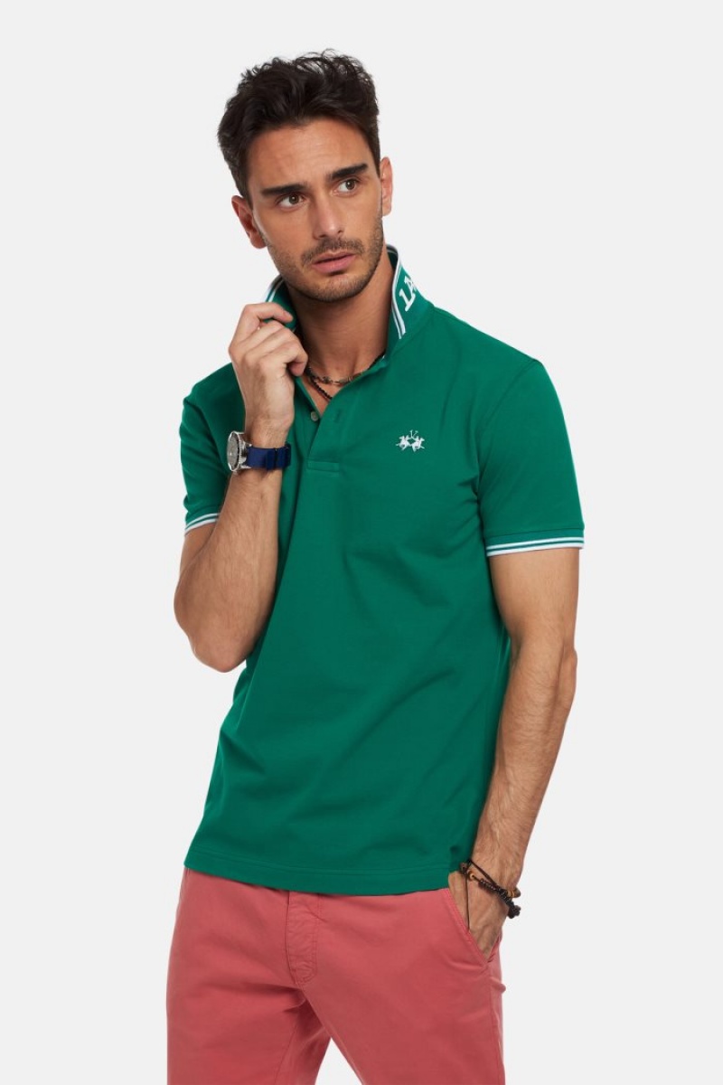 La Martina Slim-fit Stretch Piqué Muške Polo Majica Zelene | QCJ-2580