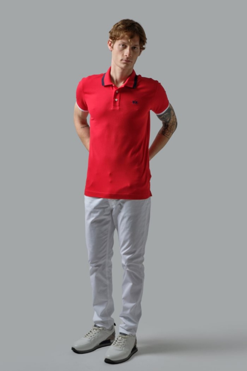 La Martina Slim-fit Stretch Piqué Muške Polo Majica Crvene | DYB-6270