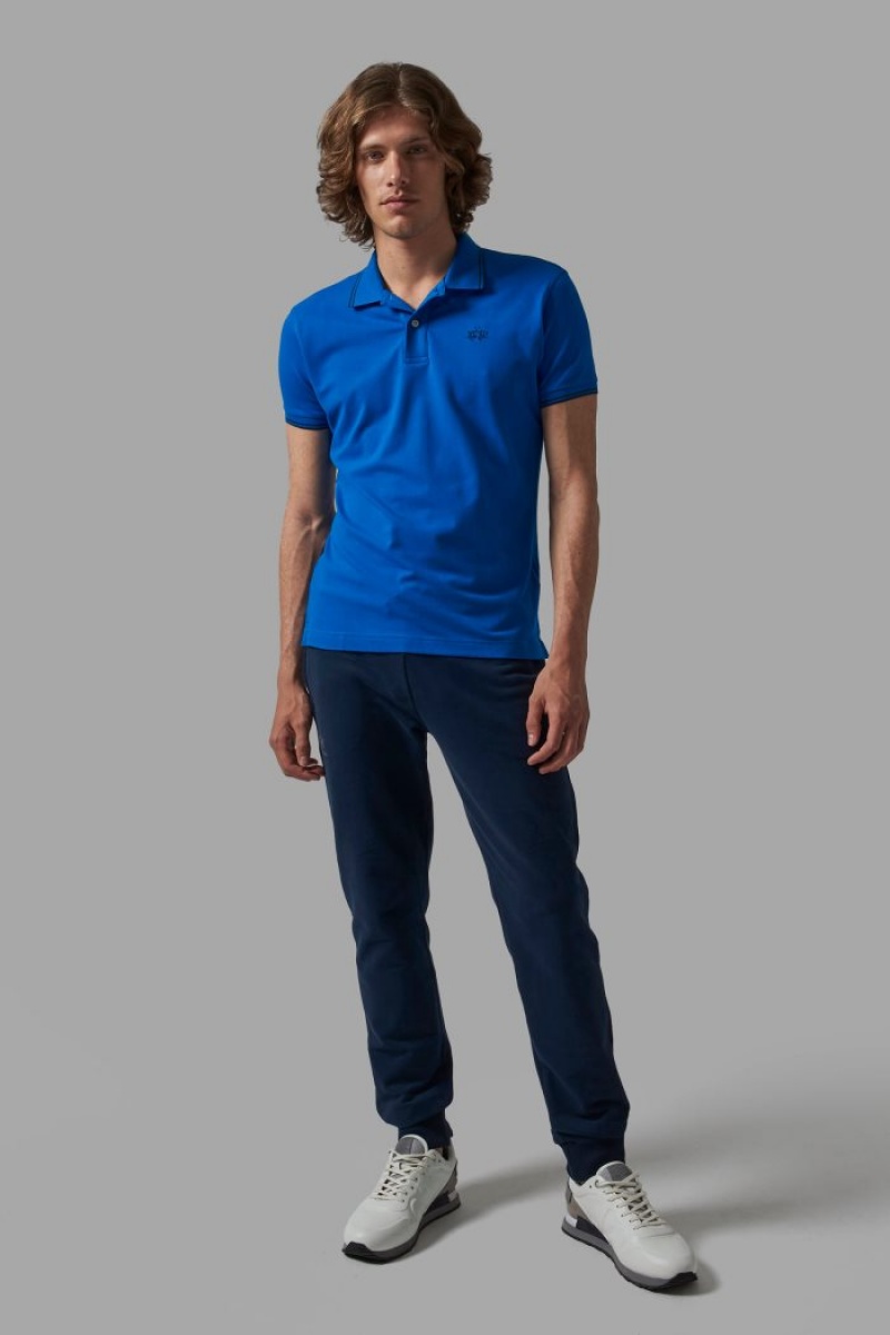 La Martina Slim-fit Stretch Piqué Muške Polo Majica Plave | CNP-4281