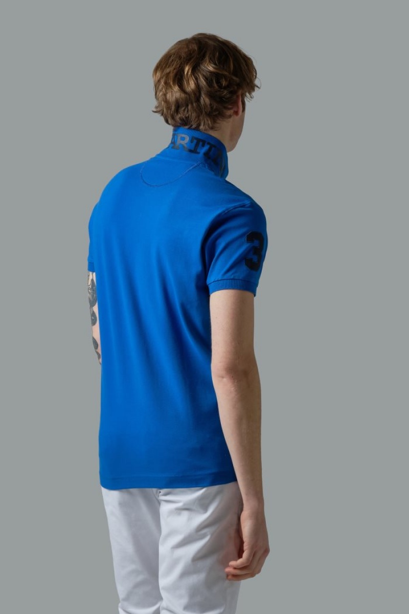 La Martina Slim-fit Stretch Piqué Muške Polo Majica Plave | TWS-2657