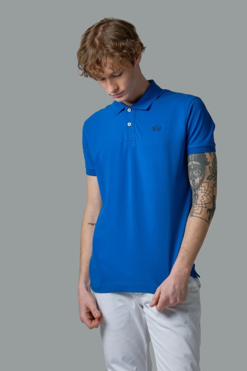 La Martina Slim-fit Stretch Piqué Muške Polo Majica Plave | TWS-2657