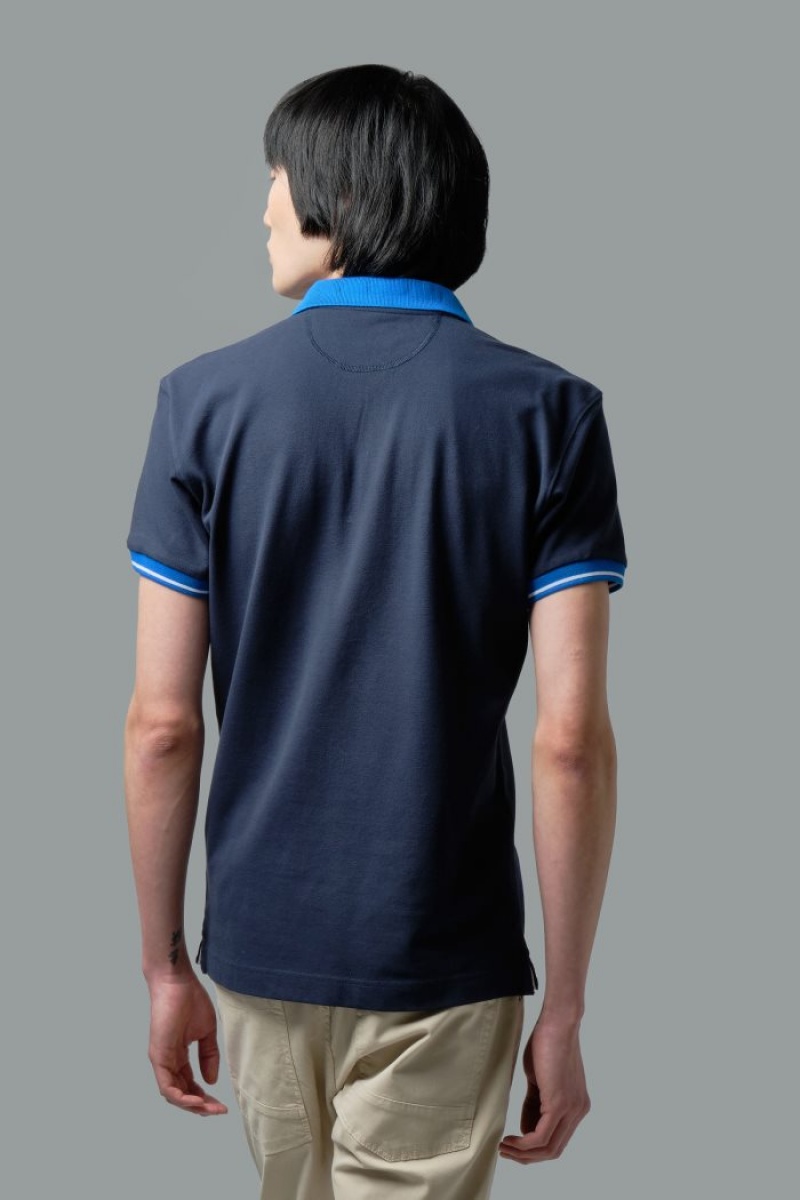 La Martina Slim-fit Stretch Piqué Muške Polo Majica Tamnoplave | GIZ-6421