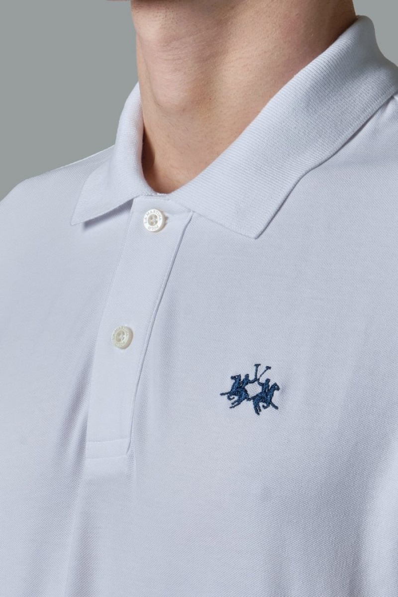 La Martina Slim-fit Stretch Piqué Muške Polo Majica Bijele | SEP-7236