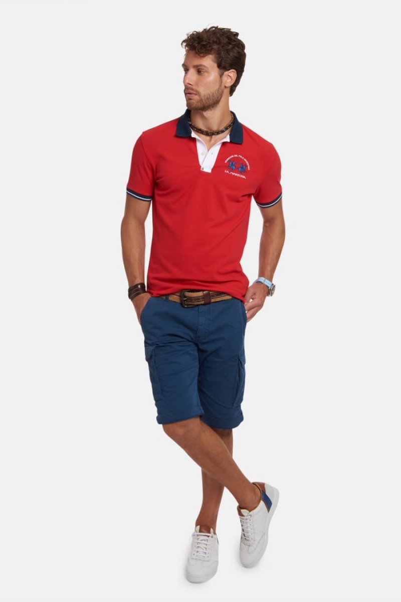 La Martina Slim-fit Stretch Piqué Muške Polo Majica Crvene | JZX-8671