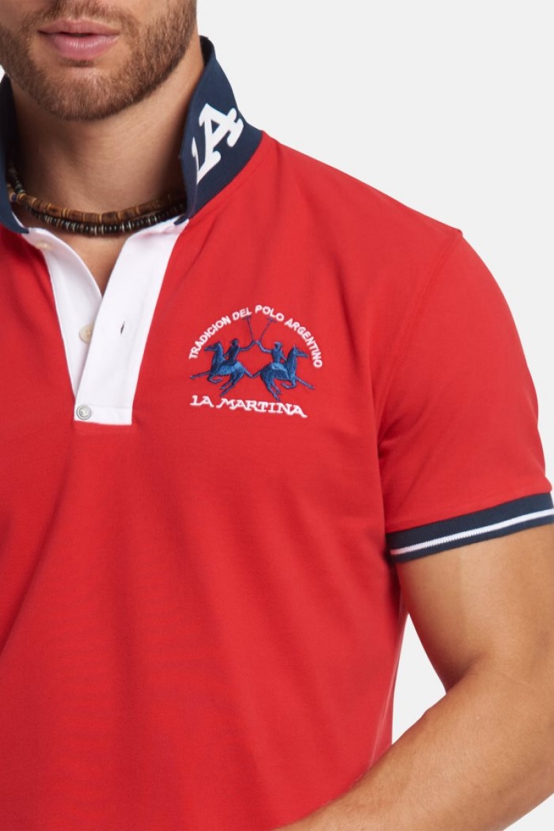 La Martina Slim-fit Stretch Piqué Muške Polo Majica Crvene | JZX-8671