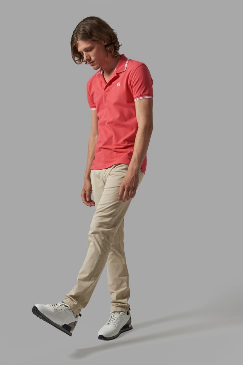 La Martina Slim-fit Stretch Piqué Muške Polo Majica Koraljne | ZCT-7898