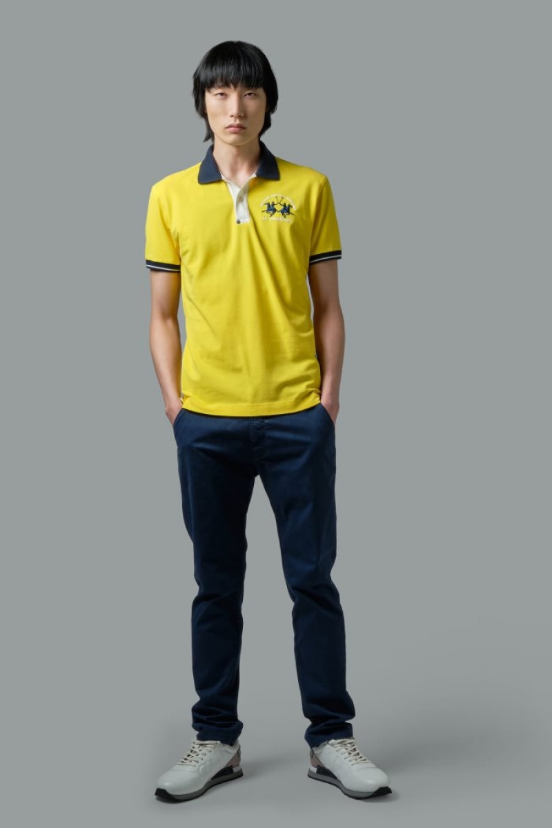 La Martina Slim-fit Stretch Piqué Muške Polo Majica Žute | JGB-0406