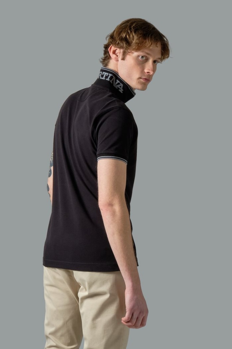 La Martina Slim-fit Stretch Piqué Muške Polo Majica Crne | XDM-7497