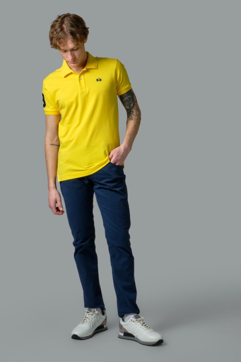 La Martina Slim-fit Stretch Piqué Muške Polo Majica Žute | GHB-0064