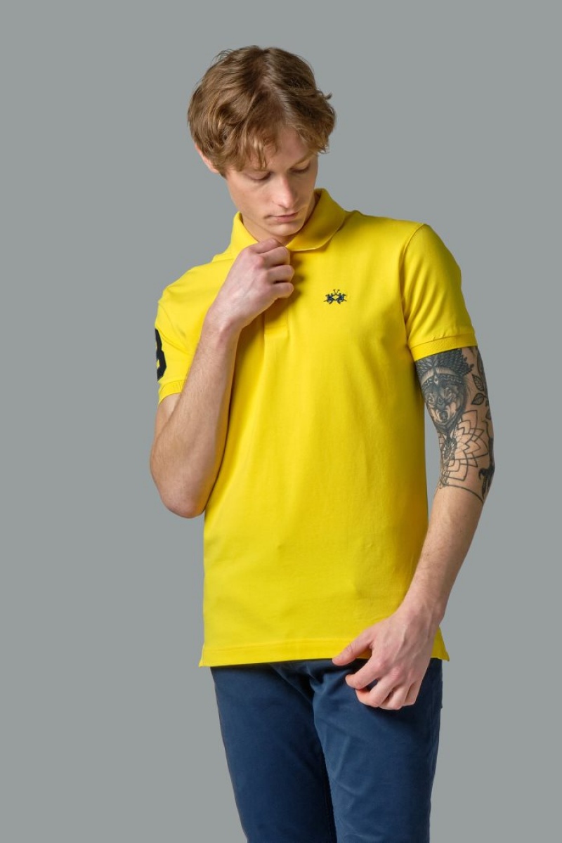 La Martina Slim-fit Stretch Piqué Muške Polo Majica Žute | GHB-0064