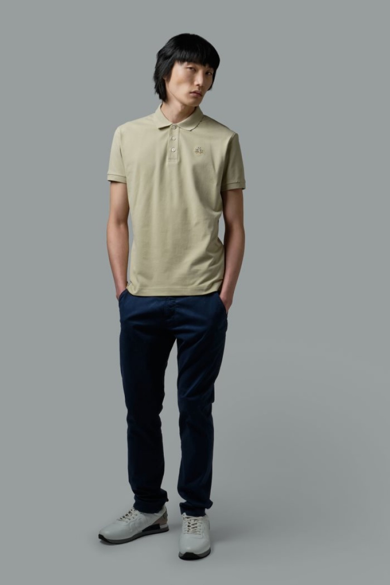 La Martina Slim-fit Stretch Piqué Muške Polo Majica Bež | YCT-6537