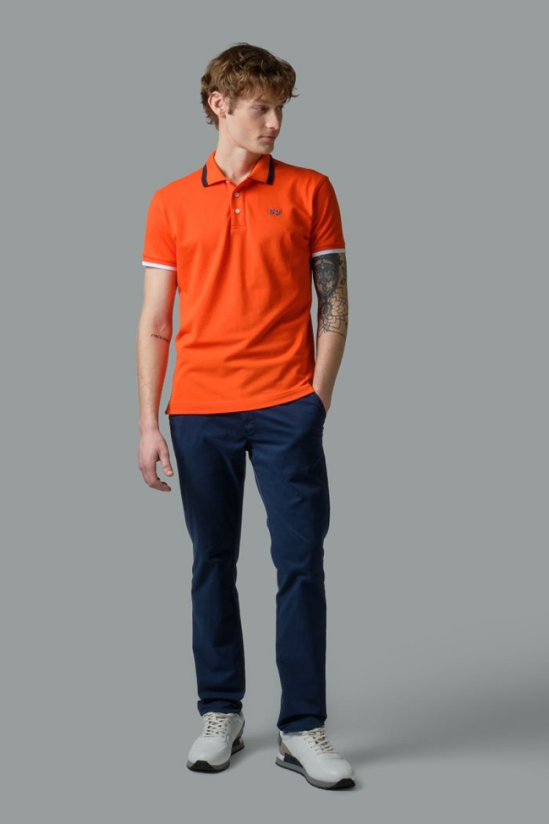 La Martina Slim-fit Stretch Piqué Muške Polo Majica Crvene Narančaste | TGT-4776