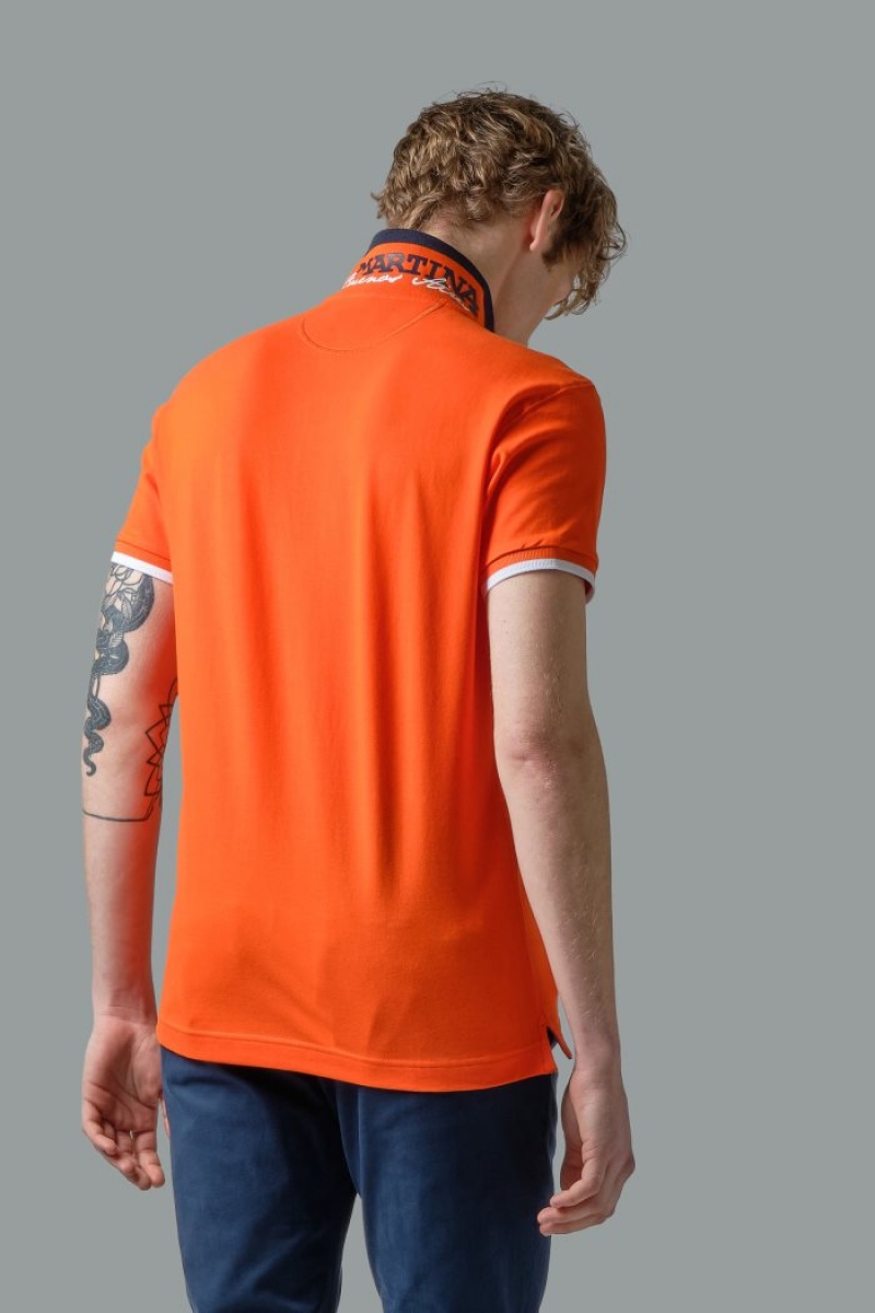 La Martina Slim-fit Stretch Piqué Muške Polo Majica Crvene Narančaste | TGT-4776