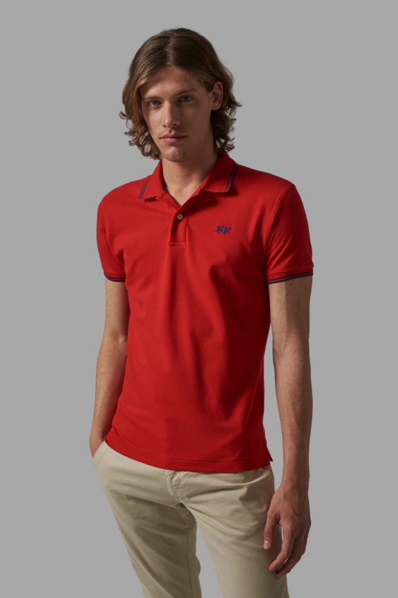 La Martina Slim-fit Stretch Piqué Muške Polo Majica Crvene | GDQ-0966