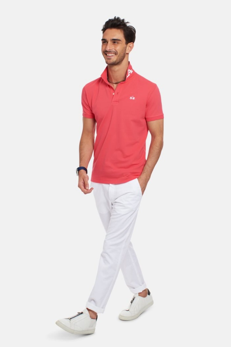 La Martina Slim-fit Stretch Piqué Muške Polo Majica Koraljne | QYV-6903