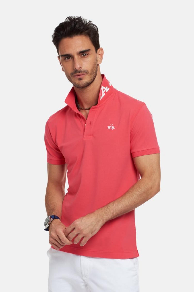 La Martina Slim-fit Stretch Piqué Muške Polo Majica Koraljne | QYV-6903