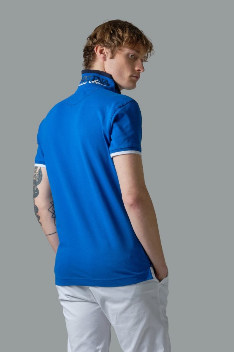 La Martina Slim-fit Stretch Piqué Muške Polo Majica Plave | NXN-5976